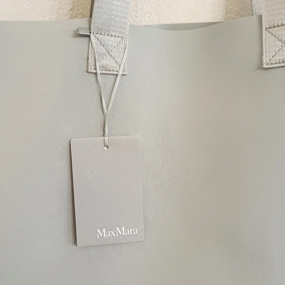 NWT Max Mara Palizzo Light Gray Foam Fabric Tote Handbag Shop Bag READ - Picture 7 of 13